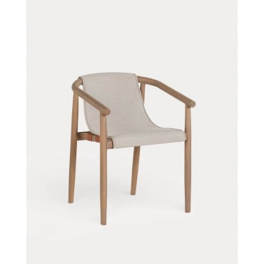 Silla de Exterior de Madera de Eucalipto y Tela Clhoti Beige Seashell - The Masie