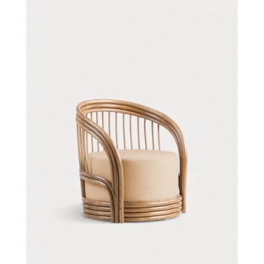 Pack 2 Sillones de Jardín de Ratán Natural y Tela Kairi Ratán Natural - The Masie