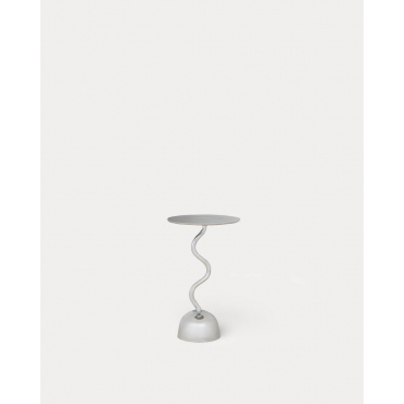 Mesa Auxiliar Redonda de Metal (Ø35 cm) Tetiam Gris Cromado - The Masie