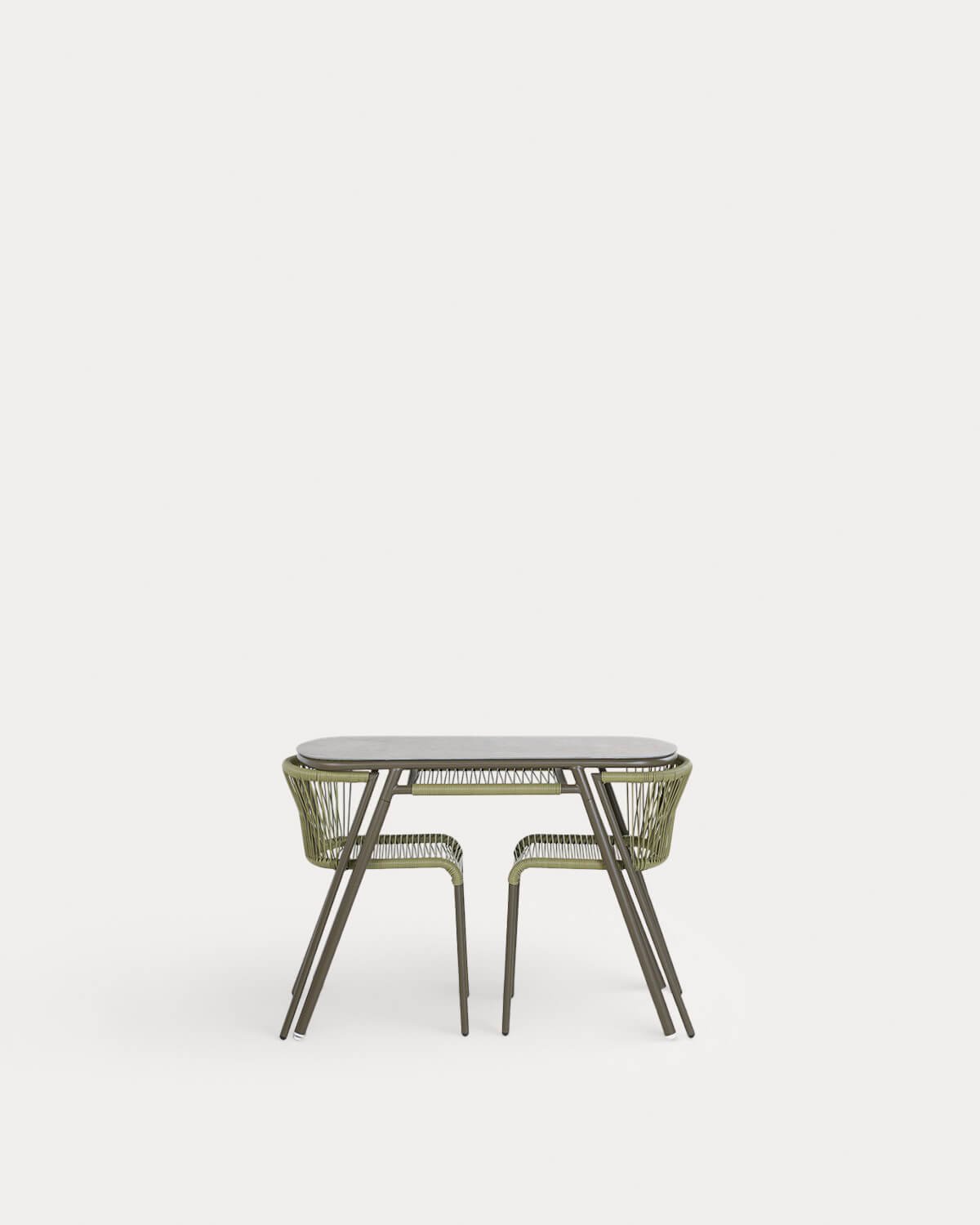 Set de Mesa Ovalada (105x55 cm) y 2 Sillas Nido de Metal y Ratán Sintético de Exterior Paolo, imagen de galer&iacute;a 2