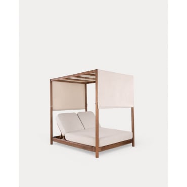 Cama Balinesa Reclinable de Madera de Eucalipto y Tela Zoier Madera de Eucalipto Oscuro - The Masie