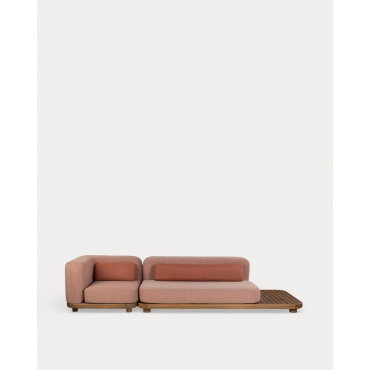 Sofá Modular de Jardín 2 Piezas Módulo Sofá y Módulo Esquinero de Madera de Acacia y Tela Redik Rojo Brick - The Masie