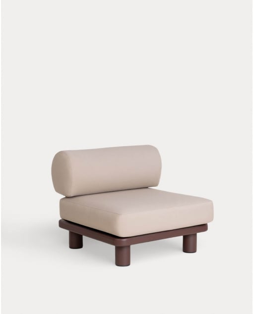 Módulo Central de Jardín de Aluminio y Tela para Sofá Modular Lantana - Marrón Chocolate