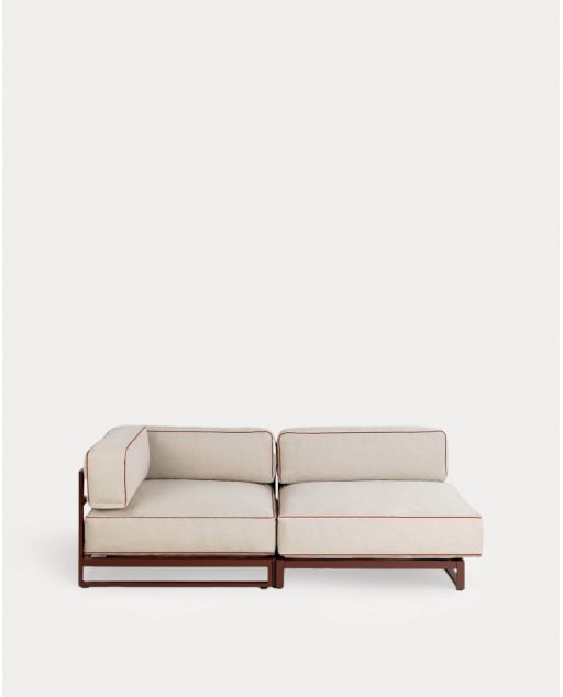 Sofá Modular de Jardín 2 Piezas Módulo Esquinero y Módulo Central de Metal y Tela Kristen - Beige Seashell