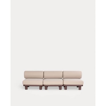 Sofá Modular de Jardín 3 Piezas Módulo Central de Aluminio y Tela Lantana Marrón Chocolate - The Masie