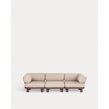 Sofá Modular de Jardín 3 Piezas con 2 Módulo Esquinero y Módulo Central de Aluminio y Tela Lantana Marrón Chocolate - The Masie