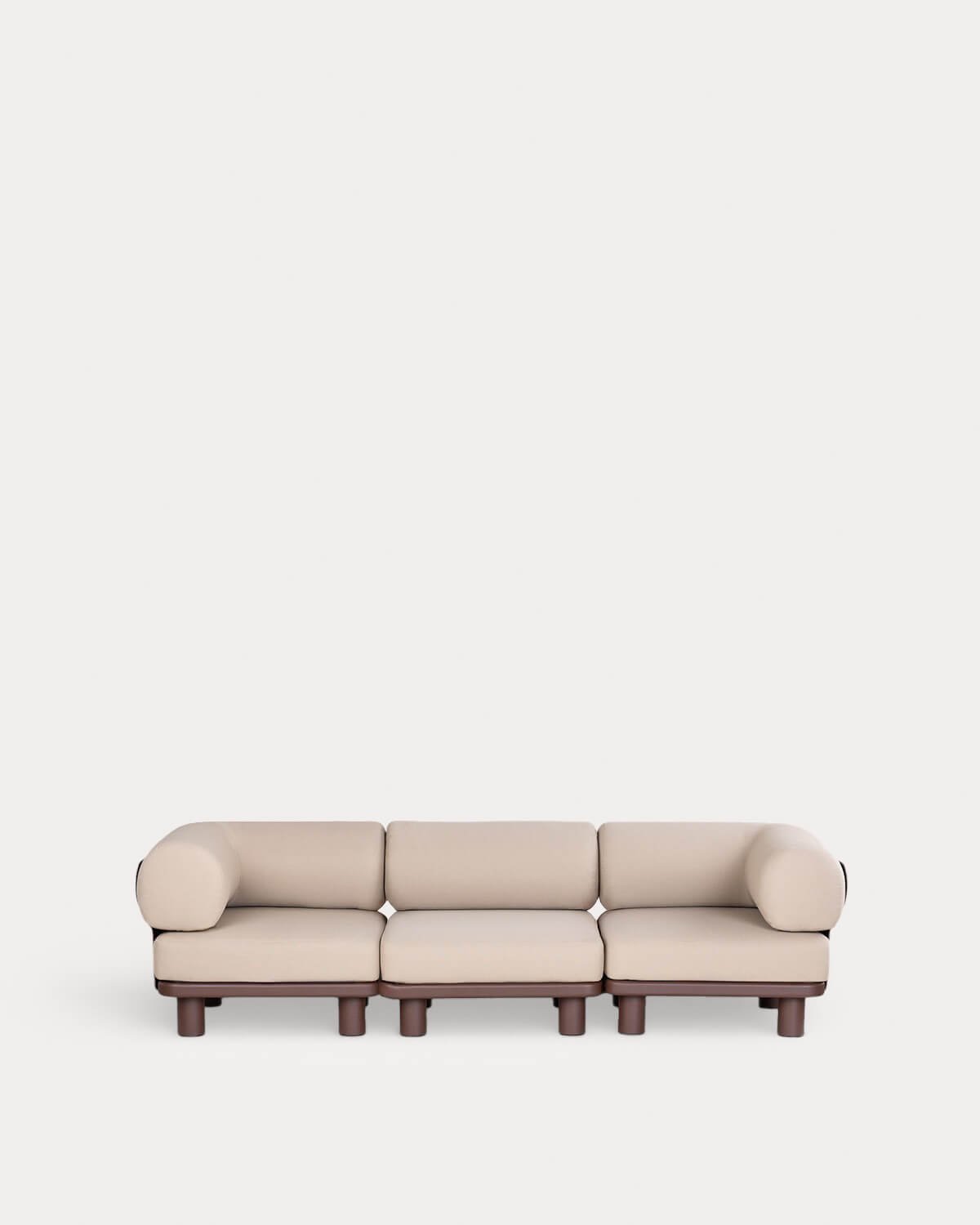 Sofá Modular de Jardín 3 Piezas con 2 Módulo Esquinero y Módulo Central de Aluminio y Tela Lantana