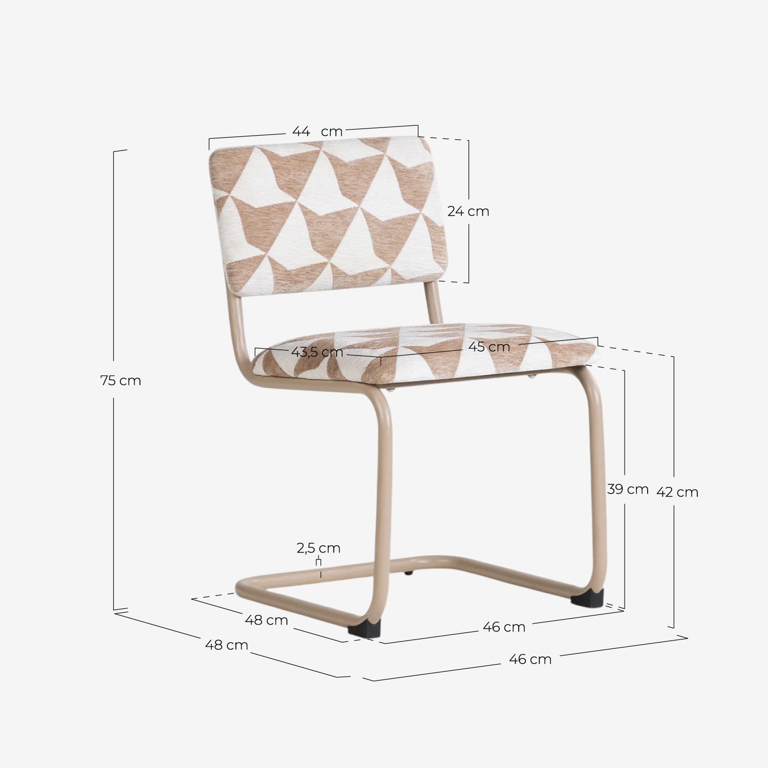 Pack 4 Sillas de Comedor de Metal y Tela Viola, medidas