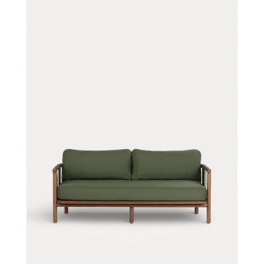 Sofá 2 Plazas de Jardín de Madera de Eucalipto y Tela Edvard Verde Nori - The Masie