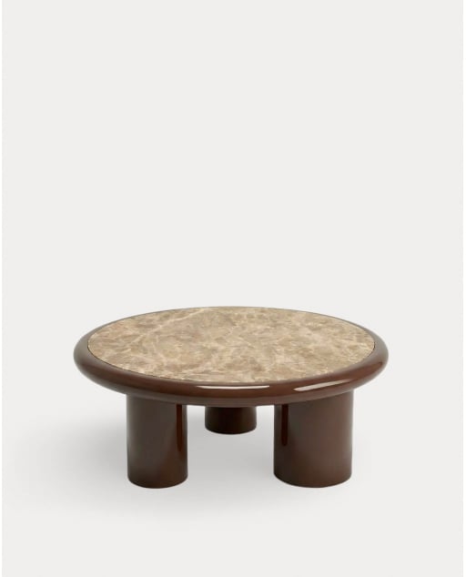 Mesa de Centro Redonda de Mármol y Madera (Ø90 cm) Hellie