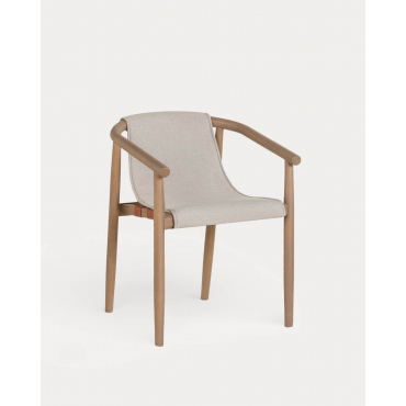 Pack 4 Sillas de Exterior de Madera de Eucalipto y Tela Clhoti Beige Seashell - The Masie