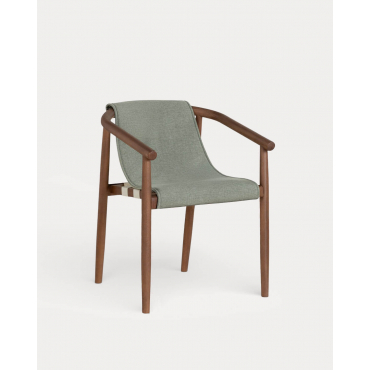 Pack 4 Sillas de Comedor de Madera de Eucalipto y Tela Clhoti Verde Nori - The Masie