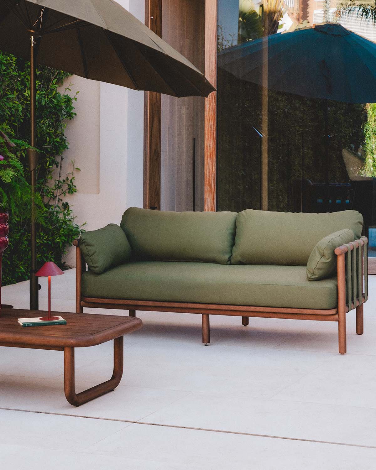 Sofá 2 Plazas de Jardín de Madera de Eucalipto y Tela Edvard, imagen de galer&iacute;a 2