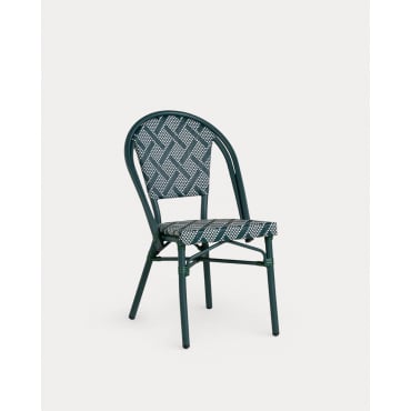 Silla de Comedor de Aluminio y Ratán Sintético Yona Bistro Verde Grove - The Masie