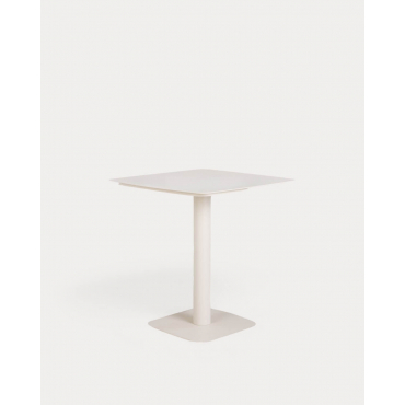 Mesa de Comedor Cuadrada de Metal (70x70 cm) Zoilo Beige Seashell - The Masie