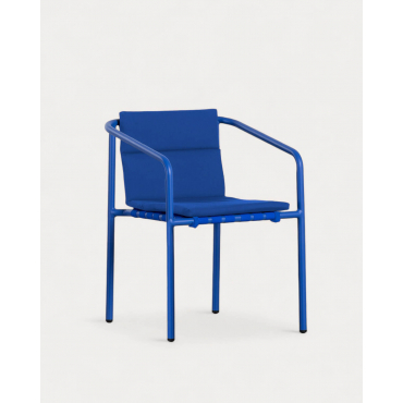 Silla de Comedor de Aluminio y Tela Vinke Azul Sapphire - The Masie