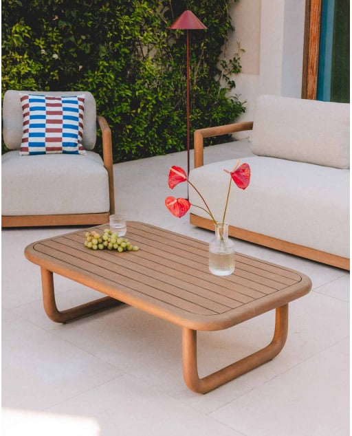 Mesa de Centro de Exterior Rectangular de Madera de Eucalipto (110x65 cm) Edvard
