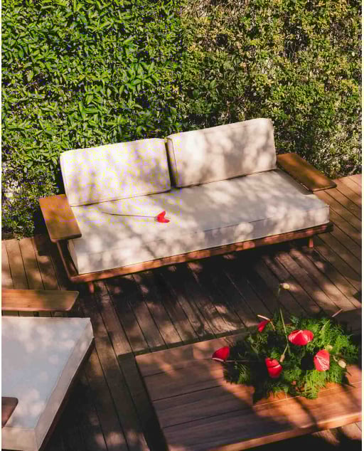 Sofá 2 Plazas de Jardín de Madera de Acacia y Metal Ayanis