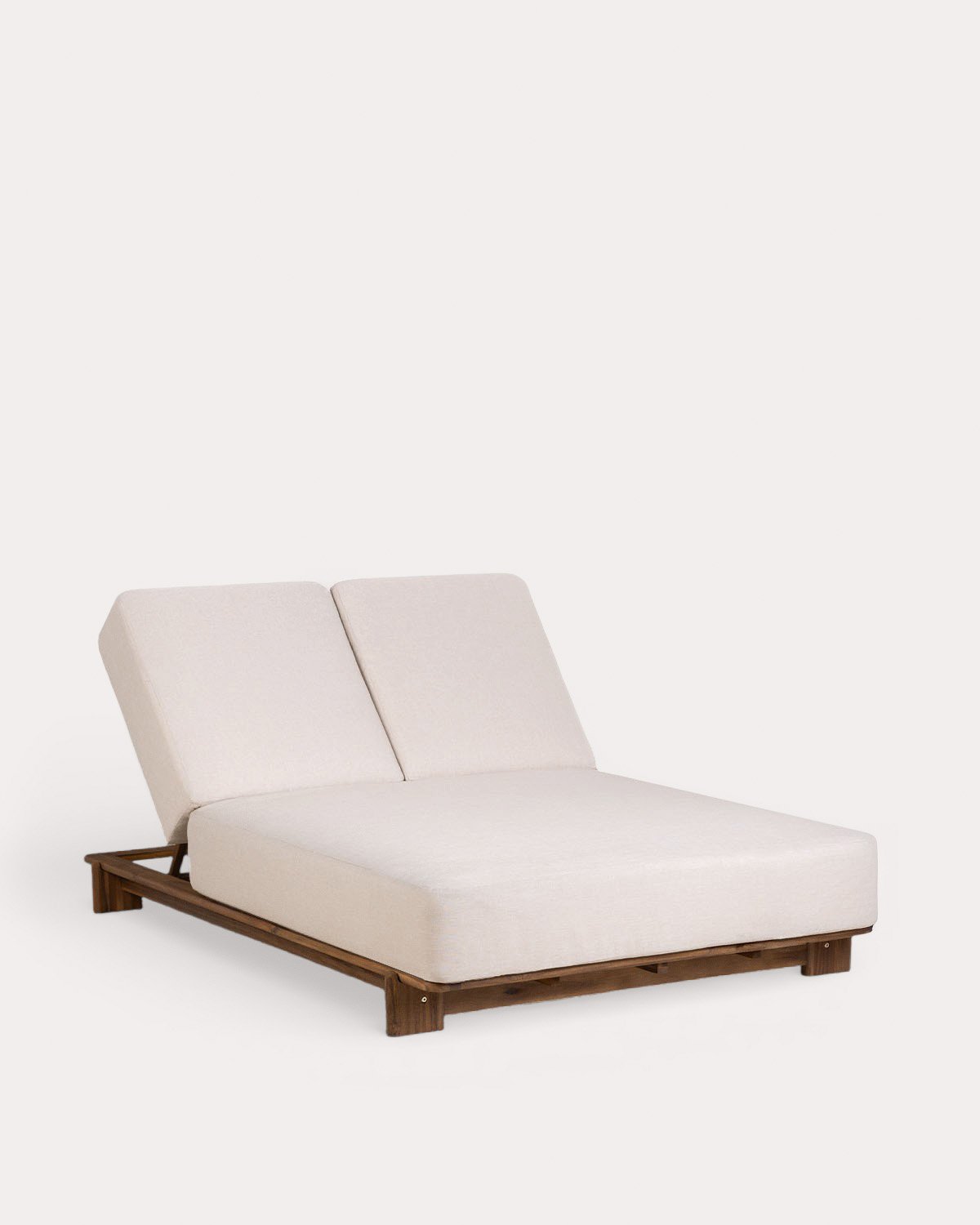 Tumbona Doble Reclinable de Madera de Acacia con Cojín de Tela Cael , imagen de galer&iacute;a 1