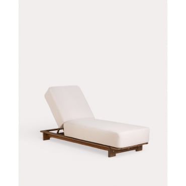 Pack 2 Tumbonas Reclinables de Madera de Acacia con Cojín de Tela Cael Madera de Acacia Medio - The Masie