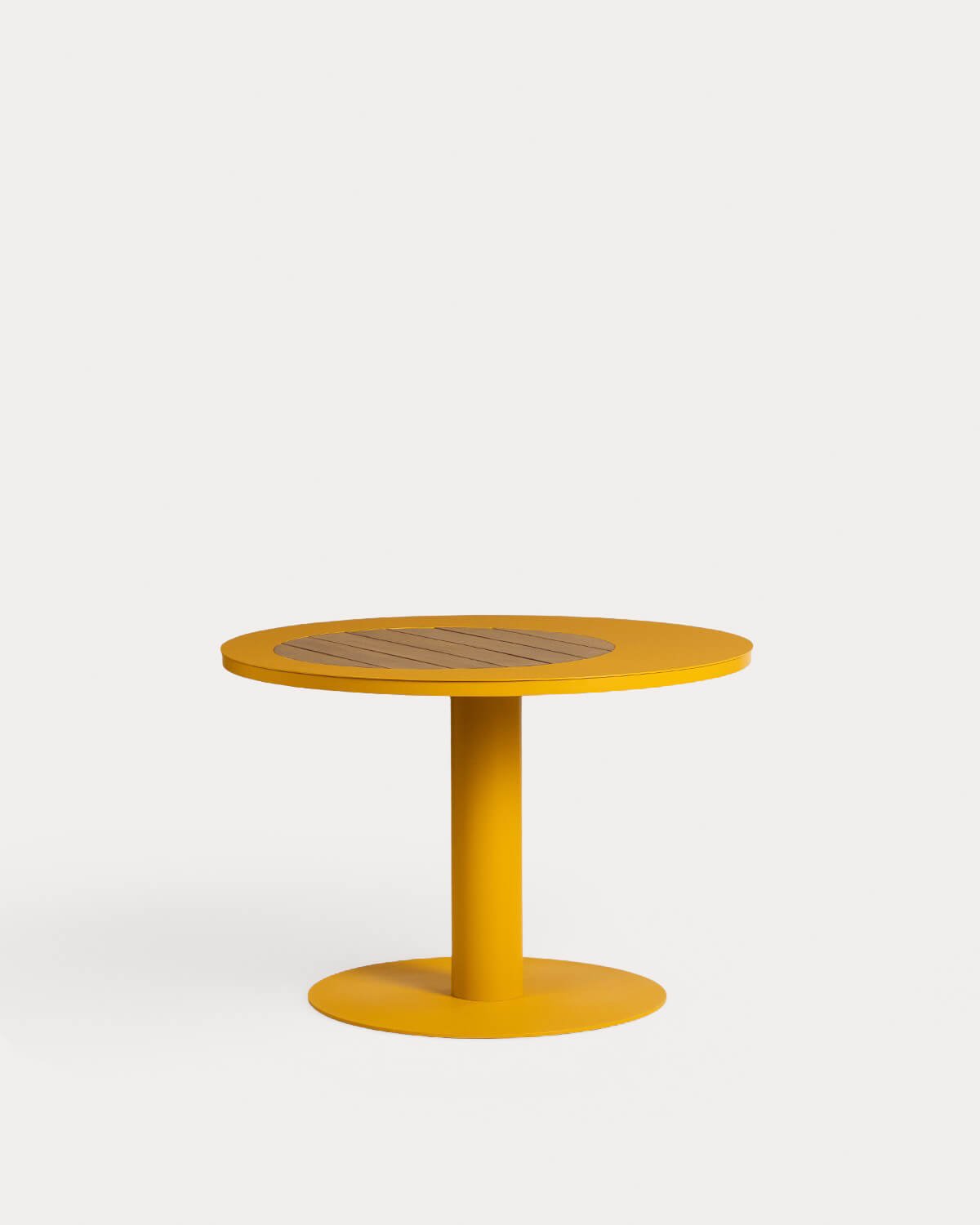 Mesa de Exterior Redonda de Metal y Madera de Teca (Ø110 cm) Lirae, imagen de galer&iacute;a 1