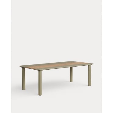 Mesa de Exterior Rectangular de Metal y Madera de Teca (220x110 cm) Lirae Verde Nori - The Masie