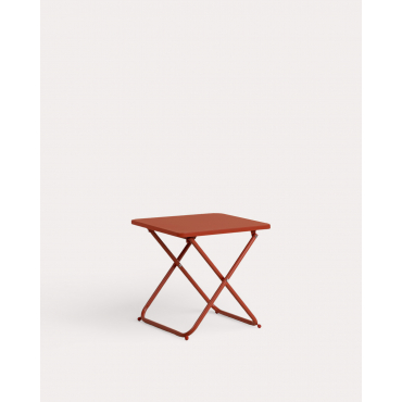 Mesa Auxiliar Plegable de Metal (50x50 cm) Bowye Rojo Brick - The Masie