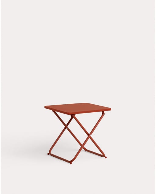 Mesa Auxiliar Plegable de Metal (50x50 cm) Bowye - Rojo Brick