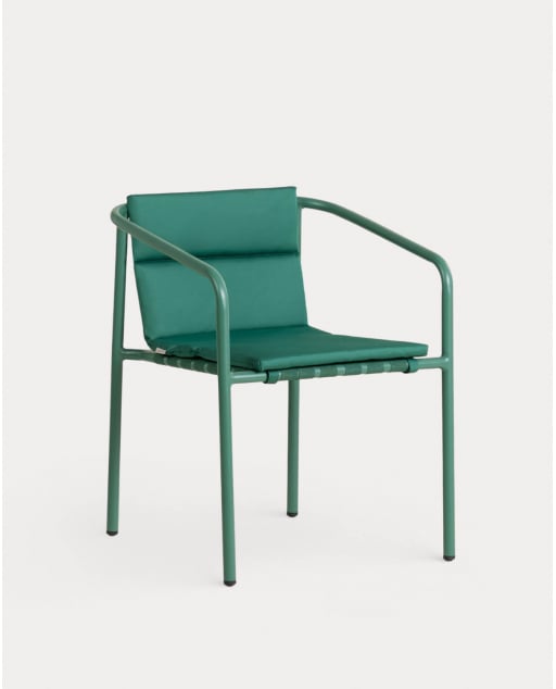 Silla de exterior con reposabrazos de aluminio y tela Vinke - Verde Flora