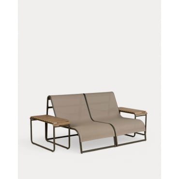 Set de Sillón 2 Plazas de Jardín con 2 Mesas Auxiliares de Aluminio Dreisi Verde Nori - The Masie