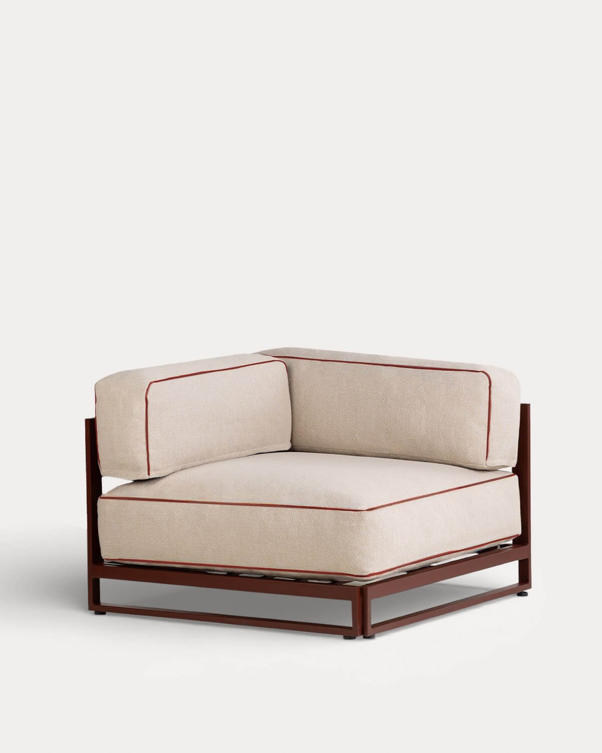 Sofá Modular de Jardín 2 Piezas Módulo Esquinero con Módulo Puff de Metal y Tela Kristen, imagen de galer&iacute;a 2