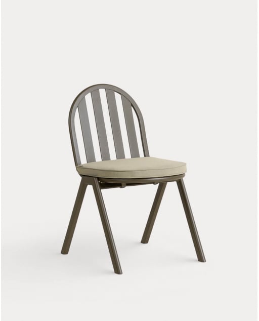 Silla de Comedor de Aluminio y Tela Llibet - Verde Nori