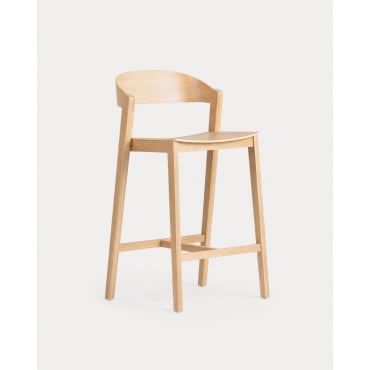 Pack 4 Taburetes Altos de Madera de Roble ( 65 cm) Laly Roble Natural - The Masie