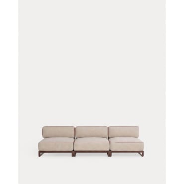 Sofá Modular de Jardín 3 Piezas Módulo Central de Metal y Tela Kristen Beige Seashell - The Masie