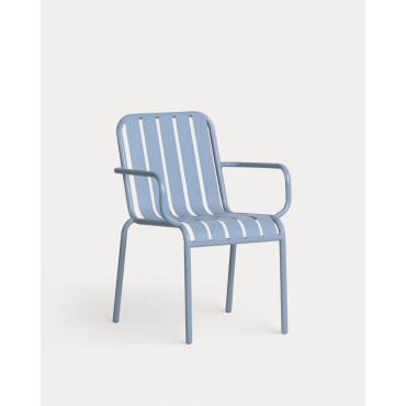 Pack 2 Sillas de Exterior con Reposabrazos de Metal Tavo Azul Silvery - The Masie