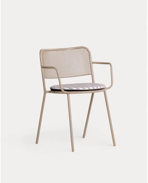 Silla de Exterior con Reposabrazos de Metal Dorothea - Marrón Clay
