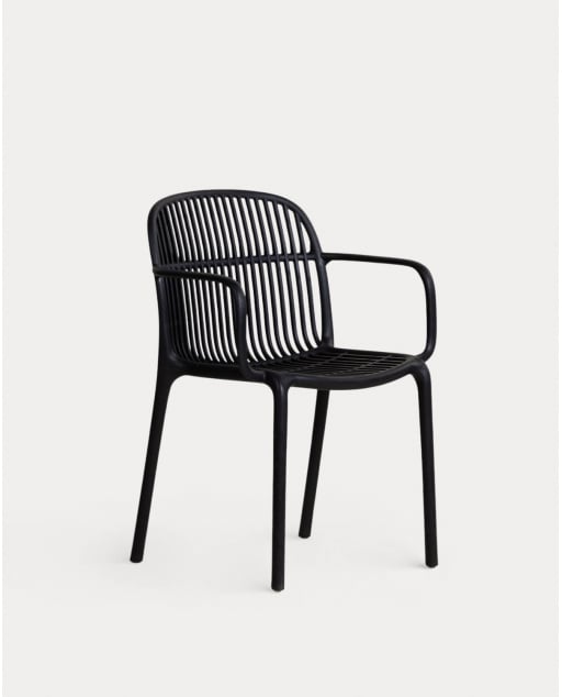 Silla de Comedor de Polipropileno con Reposabrazos Aisha - Negro Obsidian