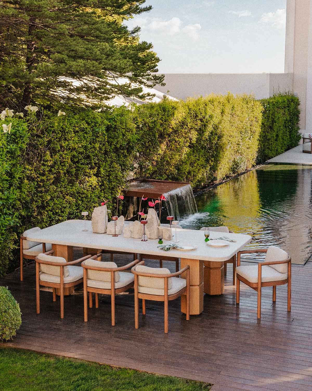 Mesa de Exterior Rectangular de Terrazo y Madera de Acacia (270x120 cm) Ixiar, imagen de galer&iacute;a 2