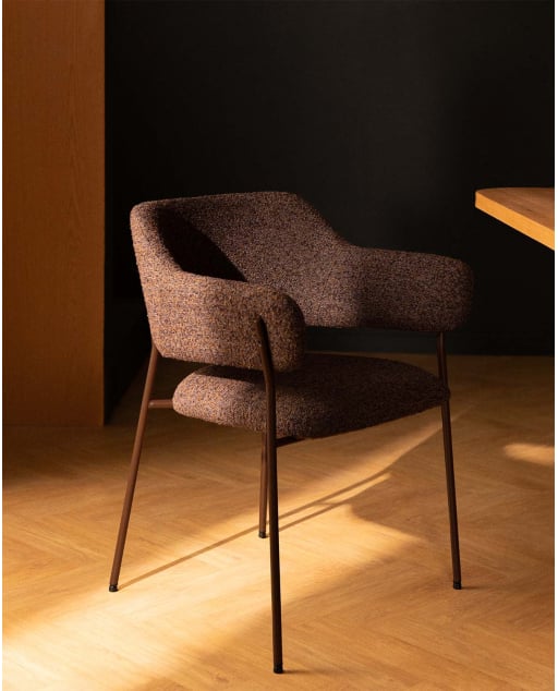 Silla de Comedor con Reposabrazos de Tela y Metal Stana