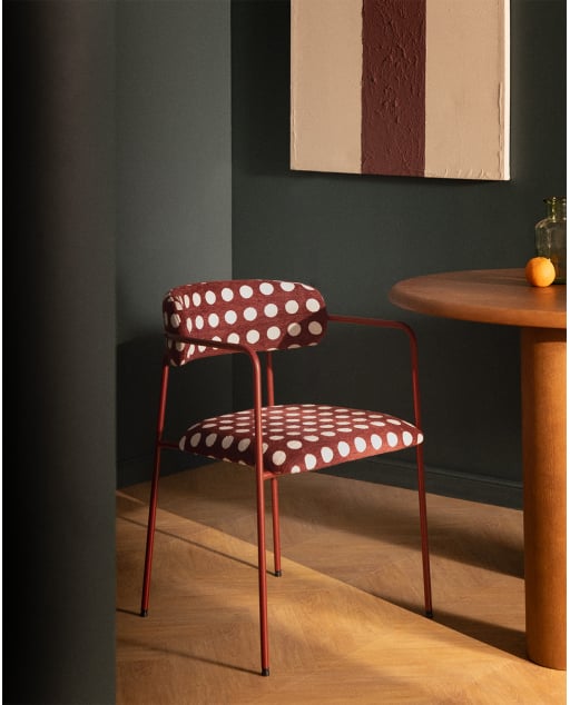 Silla de Comedor con Reposabrazos de Metal y Tela Myretia