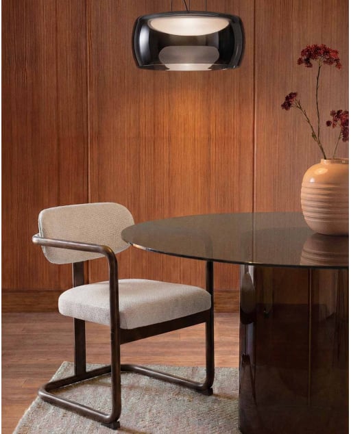 Silla de Comedor de Madera de Caucho y Tela Vitier