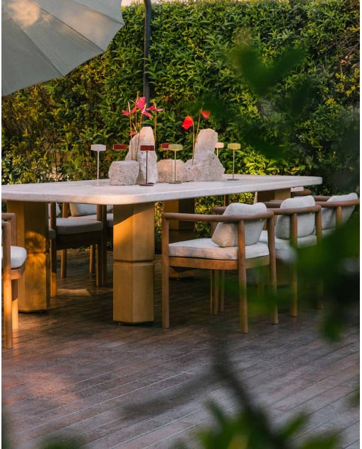 Mesa de Exterior Rectangular de Terrazo y Madera de Acacia (270x120 cm) Ixiar