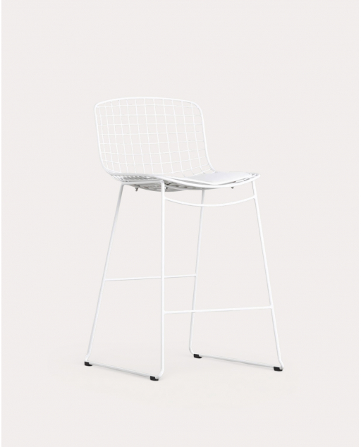 Taburete Alto de Metal (66 cm) Respaldo Bajo Aras - Blanco Polar