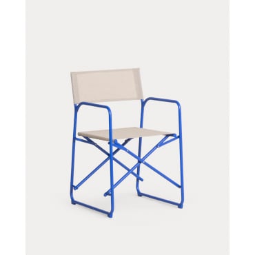 Silla de Exterior Plegable de Metal y Tela Bowye Azul Sapphire - The Masie