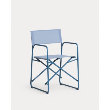 Pack 4 Sillas de Exterior Plegable de Metal y Tela Bowye Azul Oceanic - The Masie