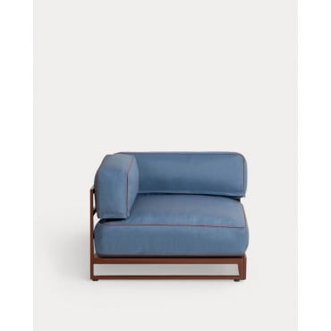 Módulo Esquinero de Jardín de Metal y Tela para Sofá Modular Kristen Azul Silvery - The Masie