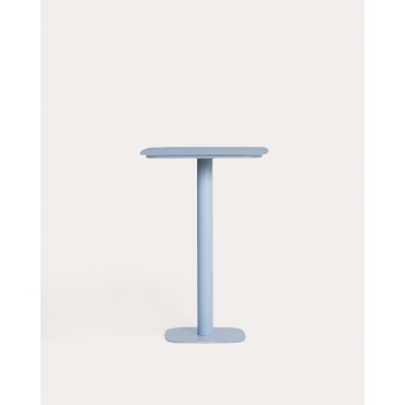 Mesa Alta Cuadrada de Metal (70x70 cm) Zoilo Azul Silvery - The Masie