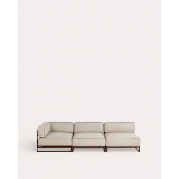 Sofá Modular de Jardín 3 Piezas Módulo Esquinero y 2 Módulo Central de Metal y Tela Kristen Beige Seashell - The Masie