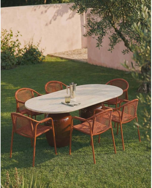 Mesa de Exterior Ovalada de Cemento (245x110 cm) Uxue