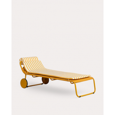 Tumbona con Ruedas de Aluminio y Tela Mitha Amarillo Curry - The Masie